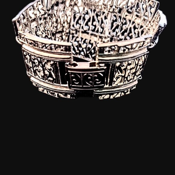 Vintage Sarah Coventry Silver-Tone Filigree Panel Link Bracelet Unsigned ~ EVC! - Picture 10 of 10